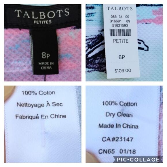 New Artfully Sketched Graphic Design Sheath Dress Size 8 Petite Zip Up Cotton - Picture 14 of 14